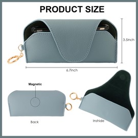 KEVANCHO Leather Sunglass Holder for Car with Detachable Visor Clip, Travel Sunglasses Case with Clip, Portable Eyeglasses Case Glasses Organizers and Storage (Blue)