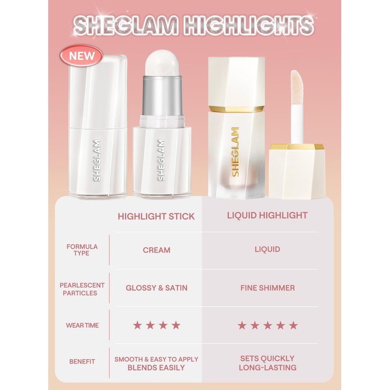 SHEGLAM Highlight Stick Creamy with Moisturizing Oil for a Smooth