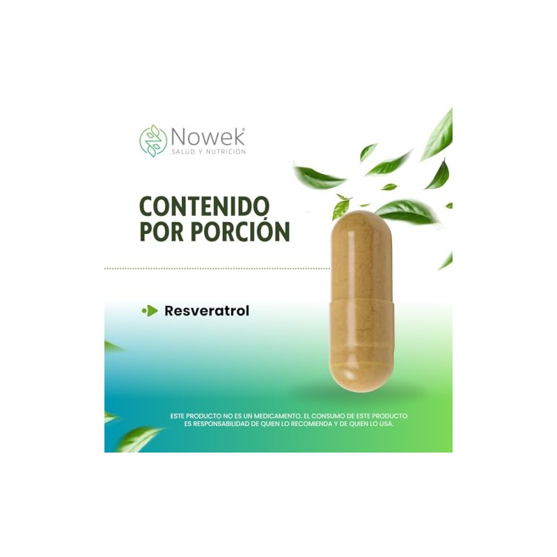 Nowek | Resveratrol | 60 Cápsulas | Suplemento Alimenticio |
