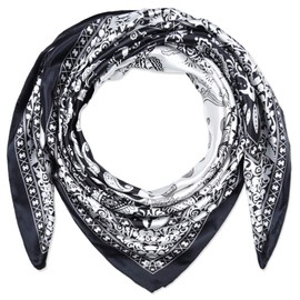 corciova 35 x 35 Black White Paisley Women Headband Silk Feeling Hair Scarf for Sleeping at Night Fashion Bandana Headscarf