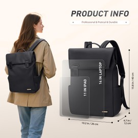 GOLF QUALITY Women Laptop Backpack Computer Backpacks Carry On Waterproof backpack Fits 14Inch Notebook Travel Commute College (Black)