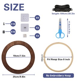 3 PCS 8 Inch Embroidery Hoop Frame Solid Wood Embroidery Frame Decorative Embroidery Display Frame for Finished Cross Stitch Hoop or DIY Art Craft Sewing Ornaments, Only Frame, No Hoop