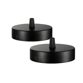 Ceiling Canopy 100 x 20 mm, Metal Junction Box, 1 Hole Round Lampshade, Ceiling Rose, Matte Black, Suitable for All Lamps (2)