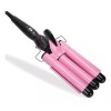 FD Waflera Triple Rizadora De Cabello Ondas Playeras Color Rosa