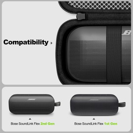 ProCase Hard Travel Case for Bose SoundLink Flex 2nd Gen & 1st Generation Speaker, Portable Protective Storage Carrying Bag for Wireless Speaker and Cable Charger Accessories with Mesh Pocket -Black