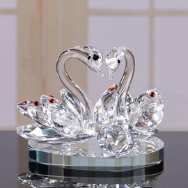 Cloudpower Crystal Figurines Swan Decor, Crystal Swan Figurine Collection Table Centerpiece Ornament, Crystal Collectible Figurines for Christmas, Birthday, Party, Valentine's Day, Anniversary(White)