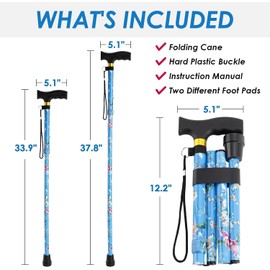 Folding Cane for Seniors, Walking Cane, Folding Cane for Seniors and Adults, Mobility aid, Folding Cane for Men and Women（Blue）