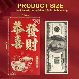 Chinese New Year Red Envelopes, 36 Pcs Lunar New Year Red Envelopes 2026 New Years Eve Party Supplies, Year of the Horse 2026 Red Envelope Chinese New Year Gifts with 6 Gold Embossed Patterns