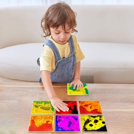 Liquid Sensory Soft Gel Toys - Set of 12 - Square Sensory Fidget Toys, Water Sensory Toys for Nursery, Playroom, Toddlers and Kids with Autism.