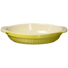 DELISH KITCHEN Pearl Metal Au Gratin Plate, Yellow, 7.5 x 5.1 inches (19 x 13 cm), Heat Resistant Deep Oval Plate, L-1889
