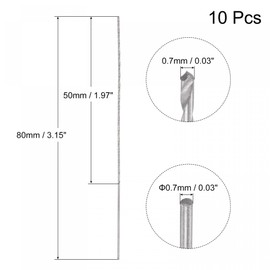 uxcell 10 Pcs 0.7mm Mini Micro Twist Drill Bits, High-Speed Steel Straight Shank Extra Long Drill Bit 80mm for Aluminum Alloy