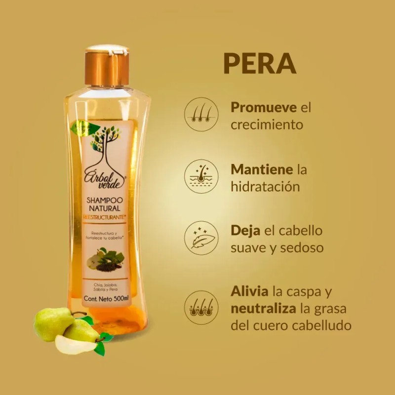Shampoo Natural Engrosador Reestructurante 500ml Arbol Verde