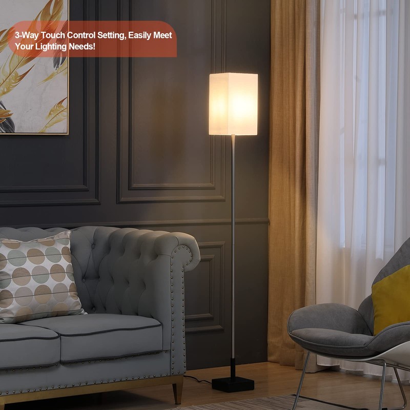 FIGDIFOR Floor Lamp, 3-Way Touch Control Dimmable Standing Lamp with