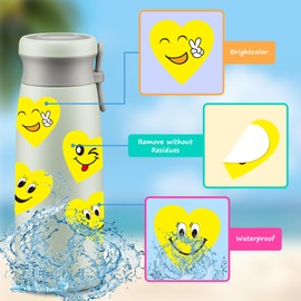 1.5" Large Smile Face Stickers for Kids Reward 500Pcs Happy Smile Face Stickers Roll 4 Designs Cute Smiling Stickers for Student Planner School Classroom Teacher Supplies