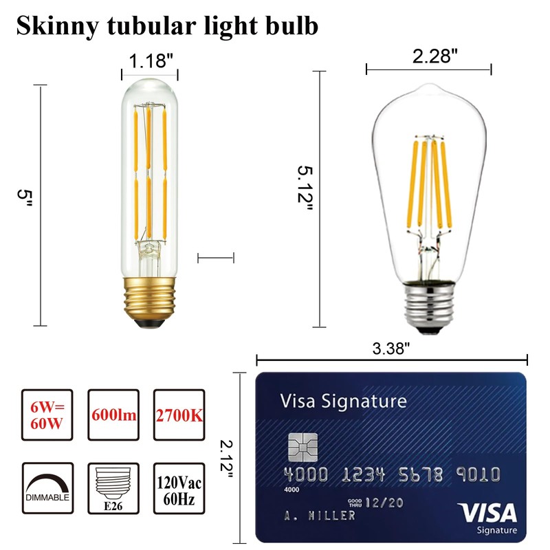 Arberlic 5 Inch T10 LED bulb,6W tubular light bulb Equivalent
