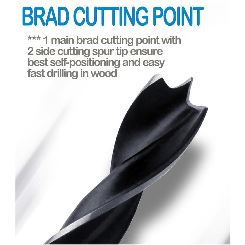 Brad Point Wood Drill Bit Set 3/16 Inch 40Pcs Spur