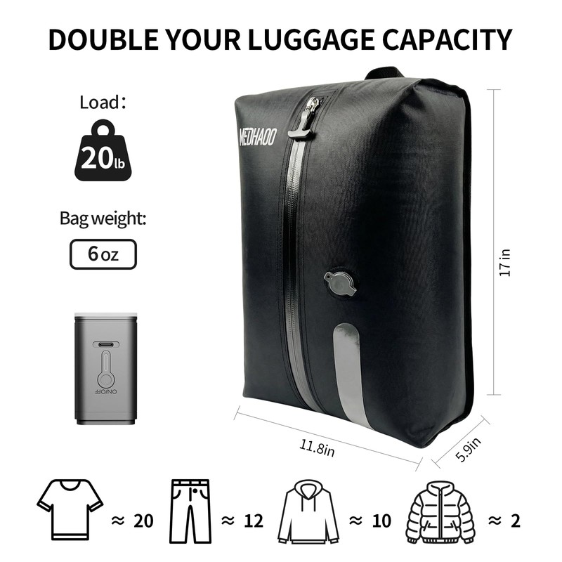 Vacuum Bags for Travel Luggage with Wireless Pump, Compression Bags