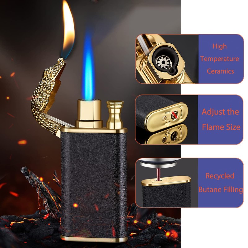 Torch Lighter, Magic Dual Flame Crocodile Lighter, Dual Fire Lighter,
