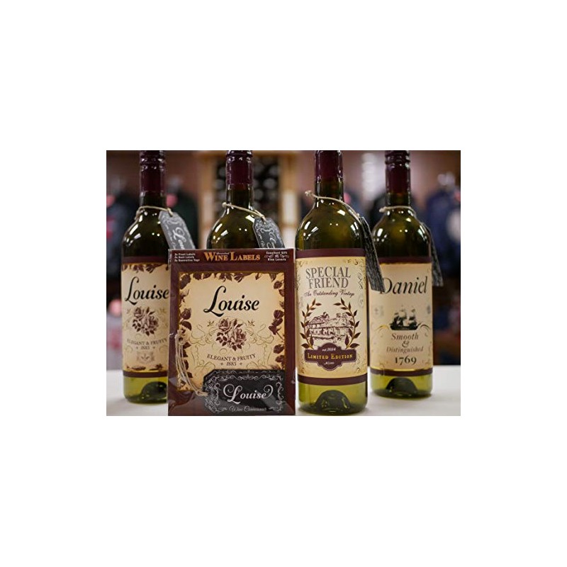Mulberry Studios Louise Wine Label, 2 Front and Back Labels