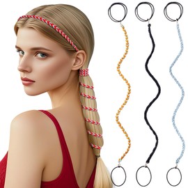 3 Packs Ponytail Holders Hair Ties for Women, Spiral Pony Tails Elastic Braided Hair Holders for Gym Swimming Sports (3pcs16"colorful03)