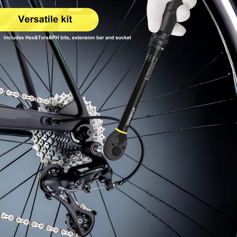 Uharbour Torque Wrench Bicycle 1-25 Nm, 1/4 Inch, 14-Piece Set