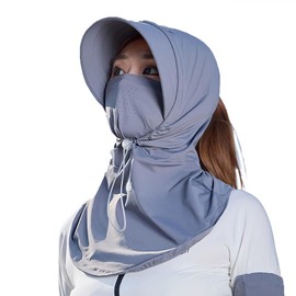 Zhula Cycling Sun Hat with Helmet Compatibility, Full Face Cover, Windproof Neck Gaiter & UPF99+ UV (Gray)