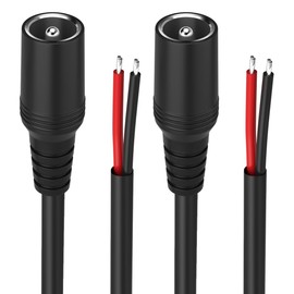2Pack 16AWG DC Power Pigtails Cable,2.1mm x 5.5mm DC Female Plug to Bare Wire Open End,DC Barrel Plug Connector Supply Adapter Repair Cord for CCTV Security Surveillance Camera,LED Strip Light etc,3FT