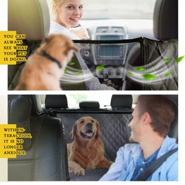 Vailge Dog Seat Cover for Back Seat, 100% Waterproof with Mesh Window, Scratch Prevent Anti-slip Dog Car Hammock, Standard