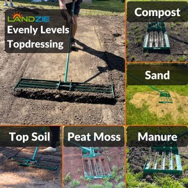 LANDZIE - The Original Lawn Leveling Rake – 36" Steel Handle Yard Leveler, Lawn Level Tool for Creating a Flat Surface - Works for Soil, Dirt, Topdressing, and Ground