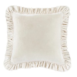 HiEnd Accents Stella Faux Silk Velvet Euro Sham Pillow Cover, 27x27 inch, Stone, Romantic Western Modern Traditional Style Luxury Bedding