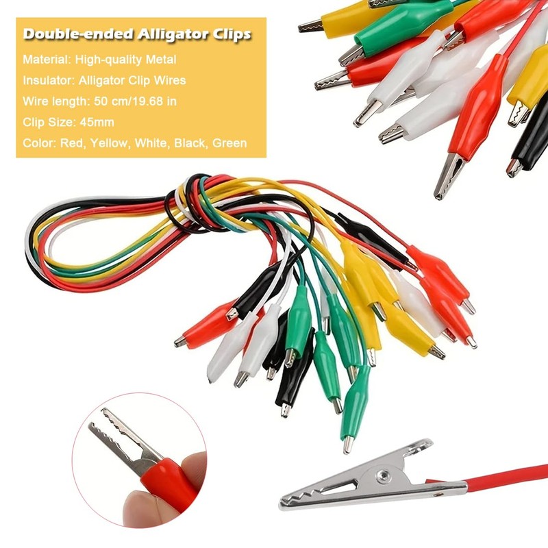 ALAMSCN 5PCS Crocodile Test Leads Double Ended Alligator Clips with