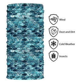 WIRESTER Bandana, Headwear, Scarf for Running, Cycling, Fishing, Sports Indoor Outdoor Fashionable Wear Mermaid Scales Blue Wave