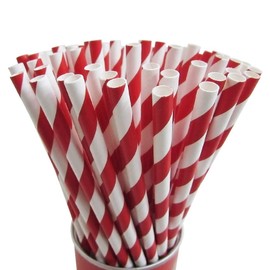 Go Green 5000Pcs(250Per Pack) Red&White Paper Drinking Straws, 7.75 inch Disposable Striped Paper Straws, Natural Eco Friendly Biodegradable Drinking Straws, Party Decoration Supplies