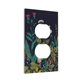 Colorful Butterfly Wild Flower Floral 1 Gang Device Electrical Duplex Outlet Plate Covers Decorative Single Receptacle Device Wall Plate Blossom Spring Colored Border Light Switch Cover Switchplate