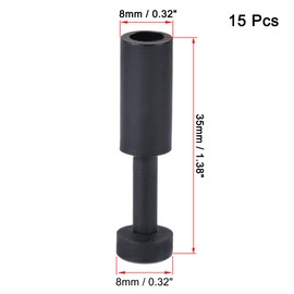 sourcing map Push to Connect Fittings, Cap Style Pneumatic Blanking Plugs, Fit for 8mm Inner Dia. Air Hose Tube Pipe, Plastic, Black, Pack of 15