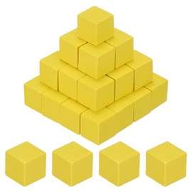M METERXITY 100-Pack DIY Wooden Cube, 0.4 Inch(1 cm) Colored Natural Wood Blocks for Crafts Making Puzzle Games/Wedding/Home Decor/Dice/Building, Square Blank Block [Yellow]