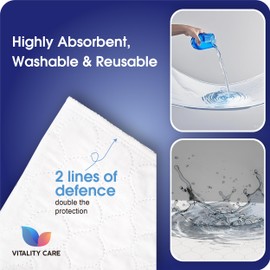Vitality Care Premium Waterproof Mattress Protector & Reusable Bed Pad for Incontinence & Bedwetting C Washable bed pads , Absorbs up to 8 Cups, Secure Tuck Design C King Size, 86x152 cm