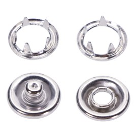 ONLYKXY 50 Sets 9.5mm/0.37inch Snap Buttons, Metal Ring Snaps, Snap Fasteners Kit, Hollow Prong Buckle (Silver)