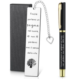 Clabby Set of 3 Gifts for Colleagues Teachers Motivational Bookmarks with Saying Inspirational Ballpoint Pen and Gift Box Metal Bookmark Farewell Gift for Colleague Women Graduation Educator