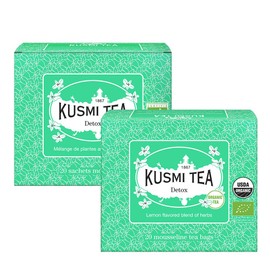 Kusmi Tea - Pack of 2 Boxes of Tea Bags - Detox - Organic Blend of Green Tea, Mate & Lemon - Lemongrass, Rose Hip and Lemon Flavours - Enjoy Hot or Iced - 2x20 Tea Bags