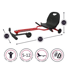 509 Crew Landshark Ride-On: Red - Kids 509 Crew Ride-On Lets You Create Forward Driving Kinetic Energy with Push & Pull Leg Action, Side to Side & Forward Direction, Ages 5+, Large