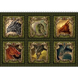 In The Beginning Dragons The Ancients 6 Panels Cotton Fabric 11DRG-1