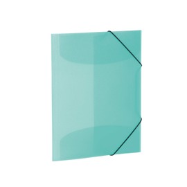 HERMA 19580 Portfolio Folders A4 Translucent Turquoise, Pack of 3, Children's Plastic Corner Folder with Inner Flaps and Elastic Band, Sturdy Plastic Folders Set for Boys and Girls