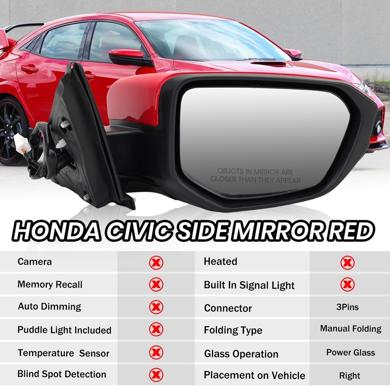 MOFOAP Passenger Side Mirror Compatible With 2016 2017 2018 2019