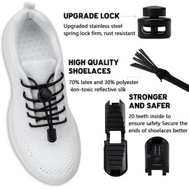 VONJUMA 3 Pairs of Elastic Shoelaces Elastic Shoelaces Without Tying Sports Shoelaces Rubber Shoelaces for Children Elderly Runners Elastic Shoelaces with Quick Release 12