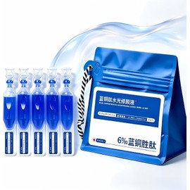 Blue Copper Peptide Facial Serum, 0.6% GHK-Cu Copper Peptide Ampoule Serum, 30 Count Single Use Hydrating Face Serum for Skin Barrier Support,for Sensitive Skin,1.58 Fl Oz (GLK-Cu)