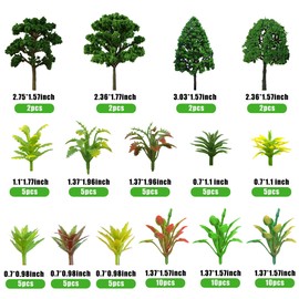 88pcs Model Trees Mixed Miniature Plants Model Train Scenery Architecture Trees Fairy Garden Trees Wargame Trees Model for Diorama DIY Craft Scenery Landscape Natural Green
