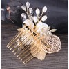 Gold Flower Hair Comb Pearl Leaves Hair Pins Bridal Hair