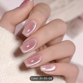 Pink Press On Nails Short Square Fake Nails Bling Cat Eye Glitter Design False Nails Handmade Gel Nails Acrylic Full Cover Nails 24pcs Nail Art Nail Care Nail Polish Polish Pack Cutics Manicure Cosmetic