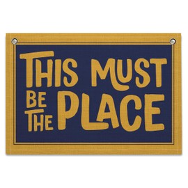 This Must Be the Place Canvas Banner, Linen Wall Art Flag, Vintage Retro Banner Wall Hanging Flag Decor for Home Office Classroom Playroom (Yellow)